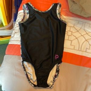 Plum, leotard, child, medium, purple, blue, and black